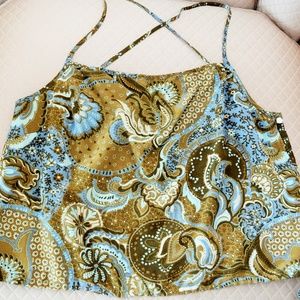 Banana Republic Cross Strap Top 100% Silk